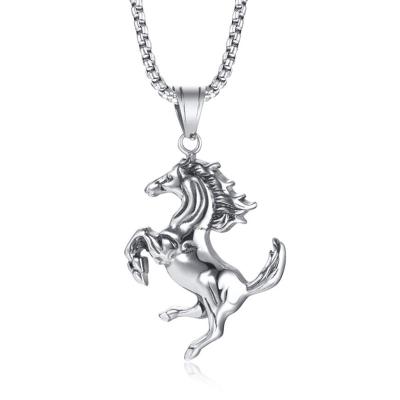 China New Design 316L Stainless Steel TRENDY Jewelry High Polished Horse Pendant Necklace For Men for sale