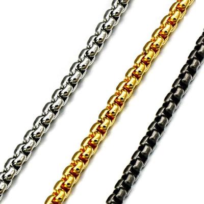 China Wholesale TRENDY Stainless Steel Jewelry Accessories Round Box Chain Gold Plated Necklace For Women Men for sale