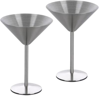 China 240ml Viable Luxurious Stainless Steel Martini Cocktail Glasses, 2 pcs/set for sale