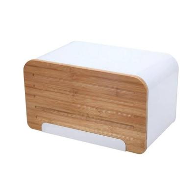 China Freshness Keeping Bread Bin for Kitchen Countertop, Metal Bread Bin with Bamboo Lid, Large Stainless Steel Bread Bin Storage Container for sale