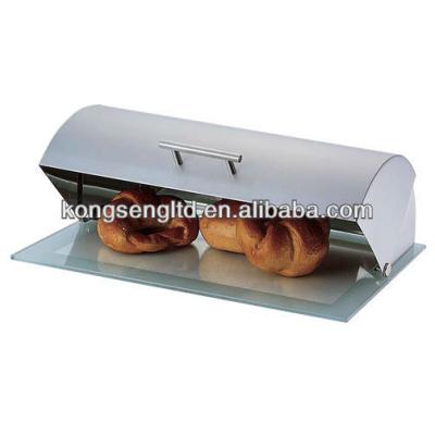 China Freshness Preservation Stainless Steel Bread Bin With Glass Base for sale