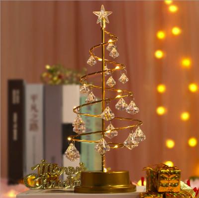 China Modern Simplicity Diamond Christmas Tree Bedroom Decoration Hot Selling Crystal Ornaments Led Night Light for sale