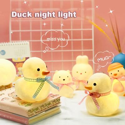 China +warm sale good quality Mini Night Light Cute Duck Night Light Bedside Lamps Decor Colorful White Light Warm Home Bedroom for sale