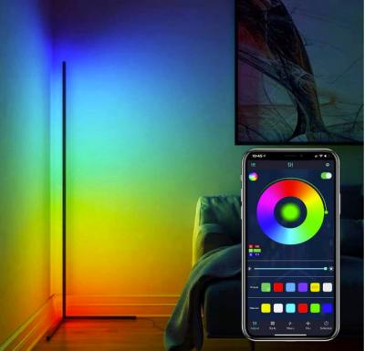 China Triangle Adjustable Floor Lamp Living Room Bluetooth RGB Color Smart Remote Control Audio Floor Lamp for sale