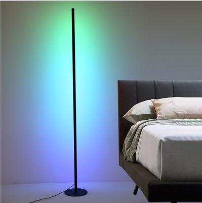 China Remote Control Round Bottom Simple Line Led Floor Lamp Vertical Creative Atmosphere RGB Floor Lamp for sale