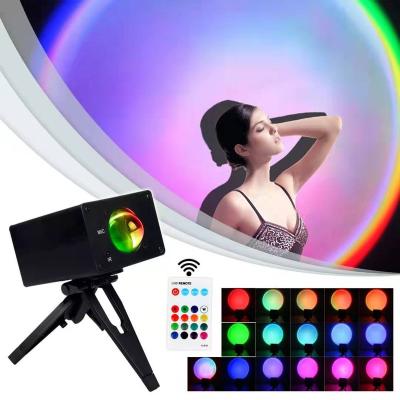 China 2021New Modern Rainbow Sunset Projection Lamp 16 Color Sunset Ambient Light With Remote Sunset Lamp for sale