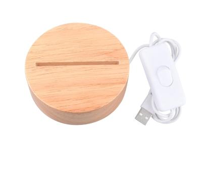 China Wholesale Modern 2021 3d led lamp holder for home decoration acrylic wood base led 3d lamp holder for sale