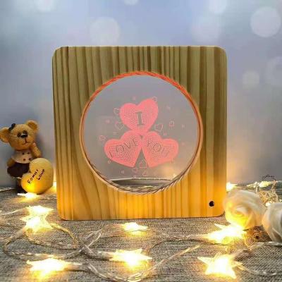 China Modern Modern European Style Manual Button Electric Acrylic Lamp Customzied Logo Wood Lamp for sale