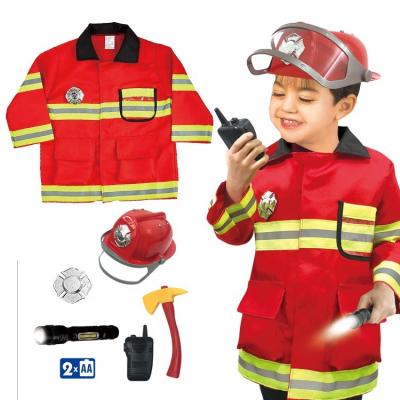 China Kids Fancy Dress Up Firefighter Washable Coat Cosplay Clothes Halloween Costumes Kids Toys Firefighter Cosplay Costume For Kids for sale