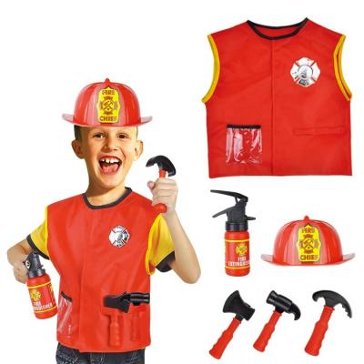 China Fancy Kids Dress Up Halloween Role Play Props New Style Dress Up Toys Pretend Game Fireman Costume For Kids for sale