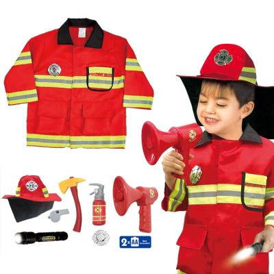 China Fancy Kids Dress Up Role Playing Professional Firefighter Costume For Kids Game Firefighters Clothing Suit Firefighter Uniform Dress for sale