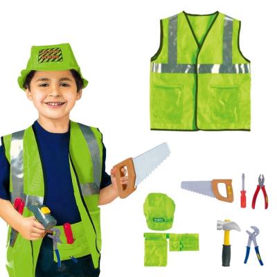 China Kids Fancy Dress Halloween Role Play Teams Construction Worker Costume Kids Cosplay Party Career Builder Uniform for sale