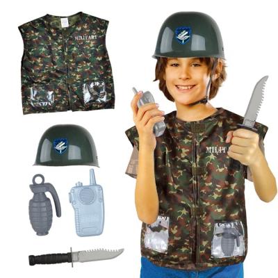 China Fancy Kids Dress Up Officer Uniform Cosplay Haolloween Carnival Kids Cop Costumes Boys Party Use Soldiers Camouflage Costumes For Kids for sale