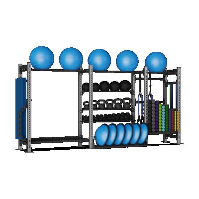 China Multi-Function Fitness Rack Home Gym Equipment Rack Multi-Function Storage Rack Adjustable Gym Storage Rack System for sale