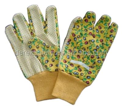 China Comfortable PVC Dotted Palm Cotton Garden Glove for sale