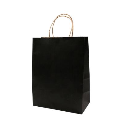 China Recycled Materials Wholesale Custom Cheap Printed Tote Food Bag Biodegradable Kraft Paper Colorful Gift Black With Your Own Logo for sale