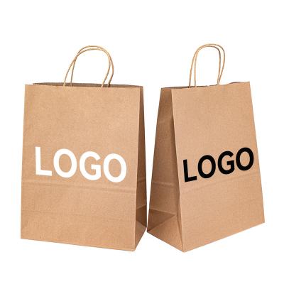 China Recycled Materials Wholesale Customized Logo Printed White Personalized Food Packaging Paper Bags With Rope Handles for sale