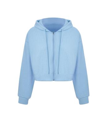 China Latest Girls Long Sleeve Crop Hoodies Breathable Fashionable Casual Short Hooded Sweatshirts Women Top Hoodie for sale