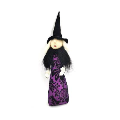 China Upright Fabric Witch Decoration Long Headed Hat Kids Witch Halloween Gift Ornament Home Decor for sale