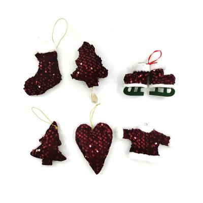 China Fabric Mini Blouse Decorative Pendant Red Popular Sequin Christmas Tree Decoration Gift Pendant for sale