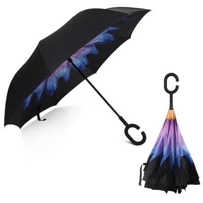 China China Contemporary Promotion Double Layer Cheap Fashion More Color Reversible Umbrella Car Layer Umbrellas for sale