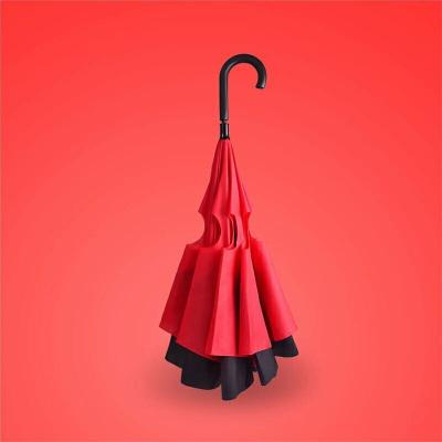 China China Factory Holdfree Long Handle Bone Contemporary Creative Double Layer Car Reverse Inverted Umbrellas for sale