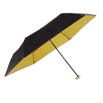 China China Supplier 190T Folding Yellow Black Pongee Custom Printed Three Fold Manual Umbrella With Logo for sale