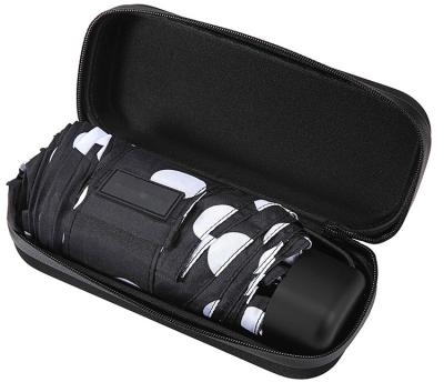 China Folding Black And White Polka Dot Ultra Light Small Mini Compact Travel Umbrella With Case for sale