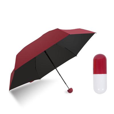 China Folding Sun Rain Capsule Folding 5 Folding Folding 5 Fold Umbrella Compact Ultra Light Case Small Pocket Windproof for sale