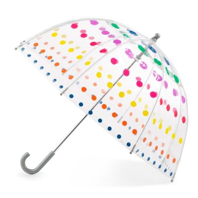 China Minimalist China Cheapest Kids Clear Colored Dome Polka Dots Umbrella Auto Open Rain Transparent Umbrellas for sale