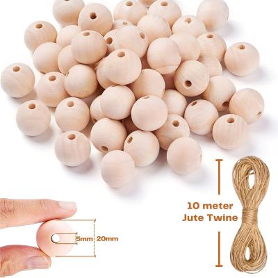 China Large Europe KRAFF RTS 20mm wooden beads for crafts with 10 meter jute twine for sale