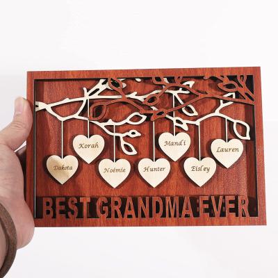 China Europe KRAFF RTS Personalized Family Names Sign Kids Tree Gift for Family Wooden Craff for sale