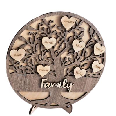 China Europe KRAFF Name Customization Personalized Family Tree with Natural Wood Color Wood Craft for sale