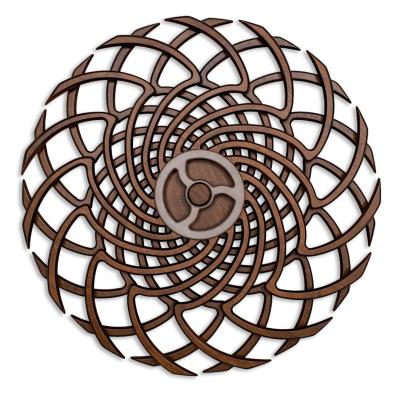 China Europe KRAFF Windmill Decorative Geometric Pattern Wind Spinner Kinetic Energy Sculpture Wooden Rotating Hanging Wall Art Ornament for sale