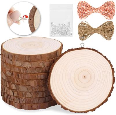 China Europe KRAFF Natural Wood Slices 3.5-4.0 in Unfinished Kit with Wooden Coaster Circles Complete with Screw Eye Rings for Crafts for sale