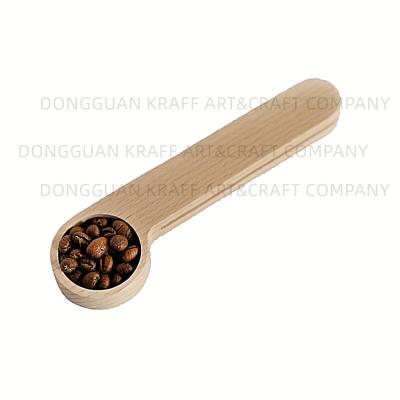 China KRAFF R Natural Beech Wood Stocked 2-In-1 Spoon Bags Wooden Scoop Coffee Scoop With Bag Clip With Cheap Price for sale