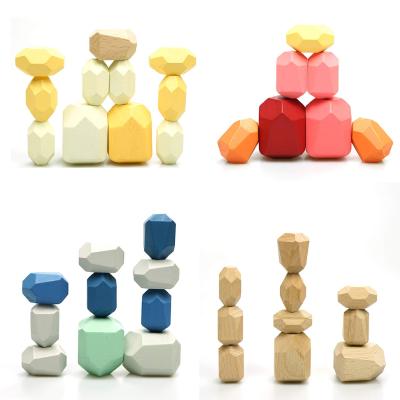 China KRAFF Eco-Friendly Material Wooden Stones Montessori Stacking Blocks For Early Brain Development for sale