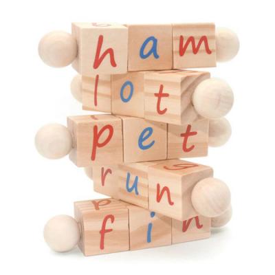 China Eco-Friendly KRAFF RTS Spin-and-Read CVC Material Words and Montessori Phonetic Spelling Wooden Reading Blocks for Kids for sale