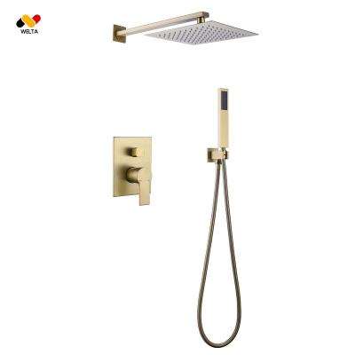 China With Brass Slide Bar In-wall Hotel Faucet Shower Set Luxury Bathroom Thermostatic Shower Faucet Gold Set for sale