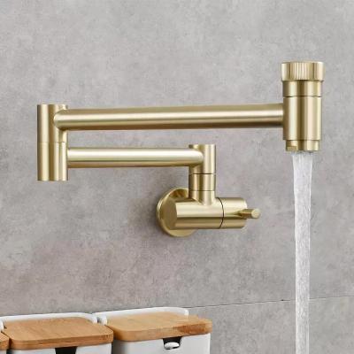 China Sense Faucets American Style Modern Brushed Wall Mounted Pull Down Kitchen Sink Faucet Filler Brass Gold Fold Faucet Water Faucet for sale