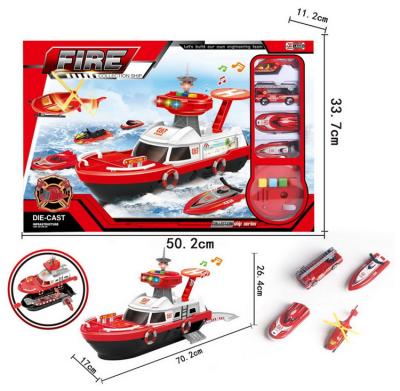 China Toy Quality Assurance Model Simulation Fire Boat Deformation Cruise Ship Diecast Toy For Kids for sale