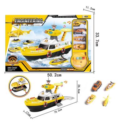 China Multifunctional Storage Car Toy Cruise Ship Diecast Toy Military Water Boat Toy For Kids for sale