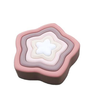 China New Design Eco-friendly Material Baby Learning Educational Silicone Stuffed Rainbow Stacking Toys for sale