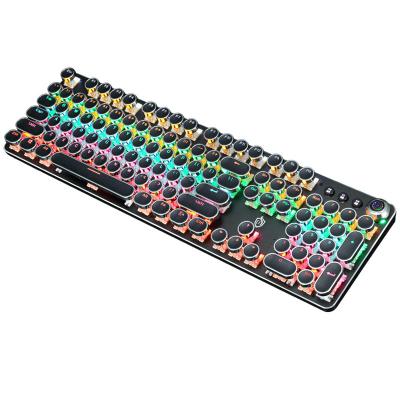 China Mechanical Gaming Keyboard Wired RGB Backlit Keyboard With Green Switches Keycap Punk Plating Round Keyboard For Desktop Yes for sale