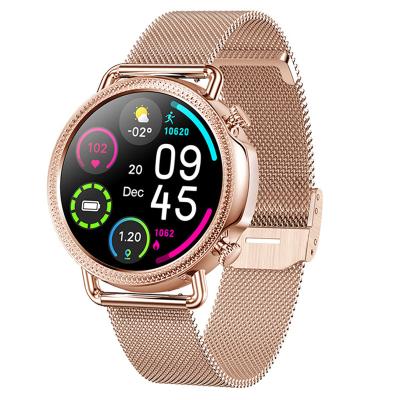 China Women Stainless Steel Silica Stainless Steel Metal Band Wrist Smart Wristband Wrist Watch Waterproof Blood Pressure Smartwatch Temperature Clock for sale