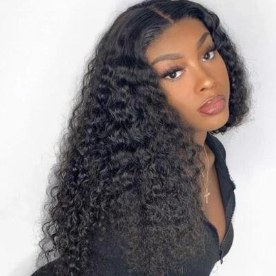 China Deep Curly HD 150% 180% Density 13x6 Lace Up Human Hair Wigs For Black Women, Virgin Brazilian Hair Wholesale Transparent Lace Front Wig for sale