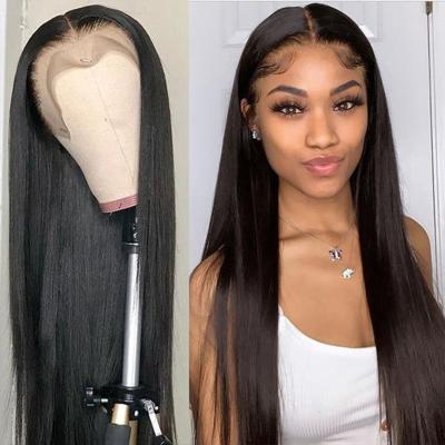 China Cheap Wholesale Silky Straight Transparent Lace Front Wave Wigs, 100% Unprocessed Brazilian Virgin Straight Hair 13x6 HD Lace Frontal Wig for sale