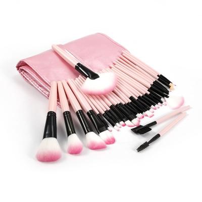 China Angular Blush Pink Makeup Brush Set 32pc Synthetic Hair Brochash De Maquillaj Logo Customized Powder Foundation Brush for sale