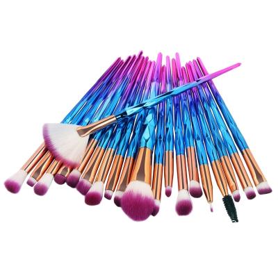 China Angular Blush Blue Purple Makeup Brush Set 20pcs Professional Shiny Synthetic Hair Handle Makeup Brush Base Makeup Brushes for sale