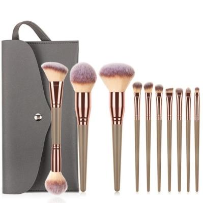 China Angular Blush 10pcs Makeup Brushes Custom Private Label Synthetic Plastic Handle Hair Travel Makeup Set Brush Factory Sale for sale